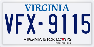 VA license plate VFX9115