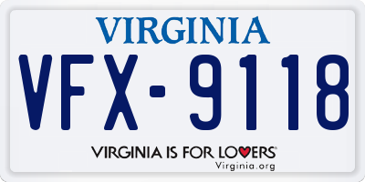 VA license plate VFX9118