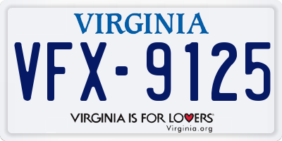 VA license plate VFX9125