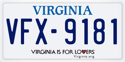 VA license plate VFX9181