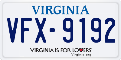VA license plate VFX9192