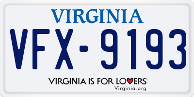 VA license plate VFX9193