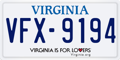 VA license plate VFX9194