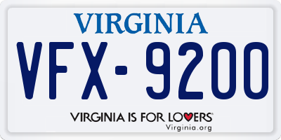 VA license plate VFX9200