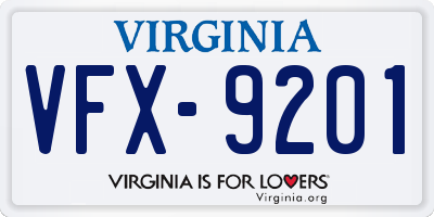 VA license plate VFX9201