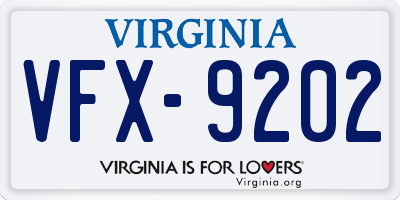 VA license plate VFX9202