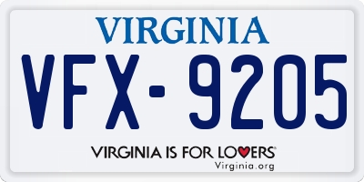 VA license plate VFX9205