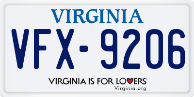 VA license plate VFX9206