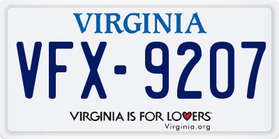 VA license plate VFX9207