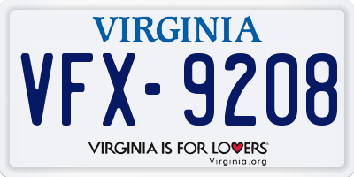 VA license plate VFX9208
