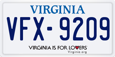 VA license plate VFX9209
