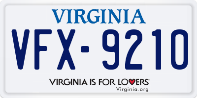 VA license plate VFX9210