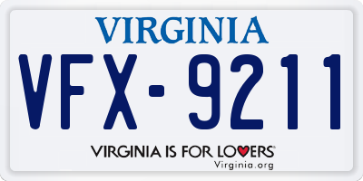 VA license plate VFX9211