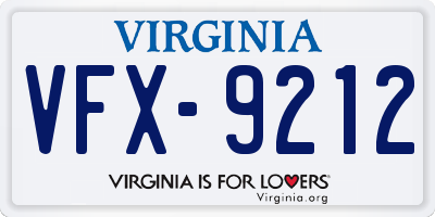 VA license plate VFX9212
