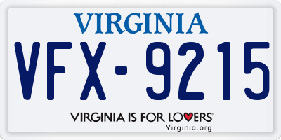VA license plate VFX9215