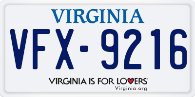 VA license plate VFX9216