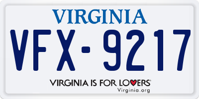 VA license plate VFX9217