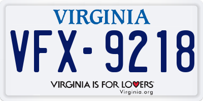 VA license plate VFX9218