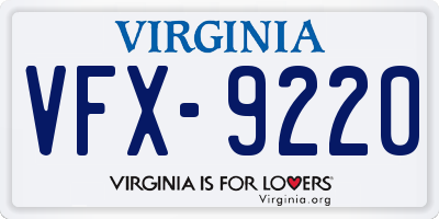 VA license plate VFX9220