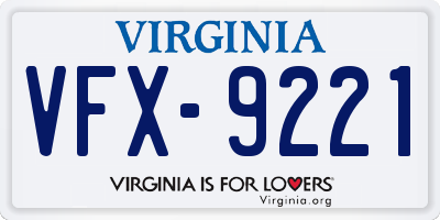 VA license plate VFX9221