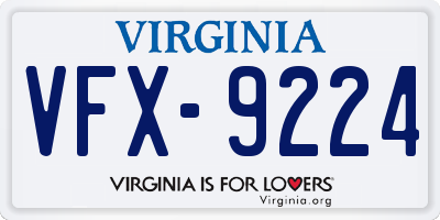 VA license plate VFX9224