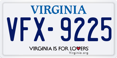 VA license plate VFX9225