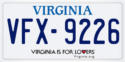 VA license plate VFX9226