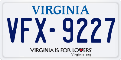 VA license plate VFX9227