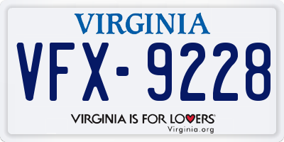 VA license plate VFX9228