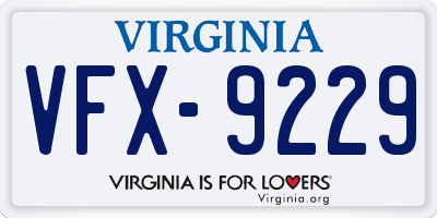 VA license plate VFX9229