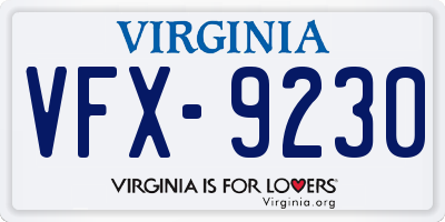 VA license plate VFX9230