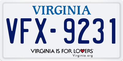 VA license plate VFX9231