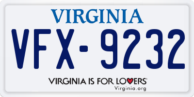 VA license plate VFX9232