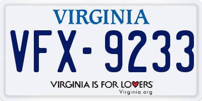 VA license plate VFX9233