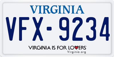VA license plate VFX9234