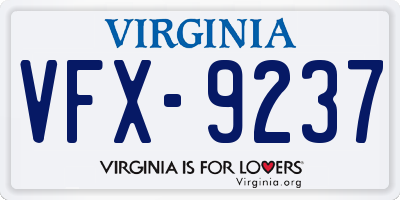 VA license plate VFX9237