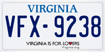 VA license plate VFX9238
