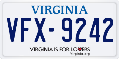 VA license plate VFX9242
