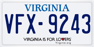 VA license plate VFX9243