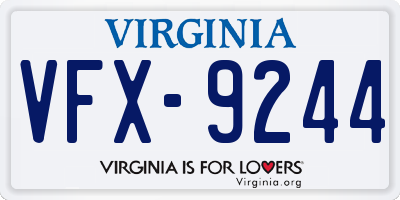 VA license plate VFX9244