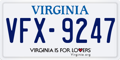 VA license plate VFX9247