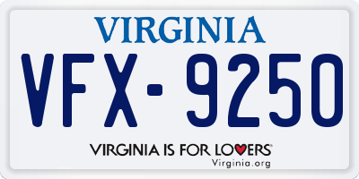 VA license plate VFX9250