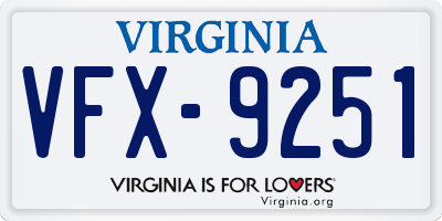 VA license plate VFX9251
