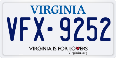 VA license plate VFX9252