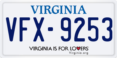 VA license plate VFX9253