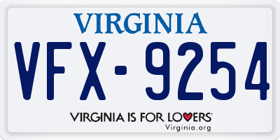 VA license plate VFX9254
