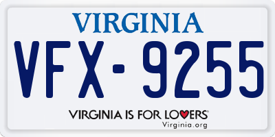 VA license plate VFX9255