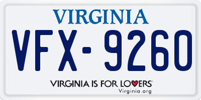 VA license plate VFX9260