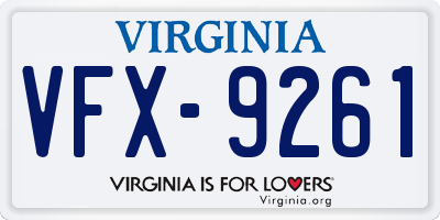 VA license plate VFX9261