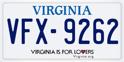 VA license plate VFX9262